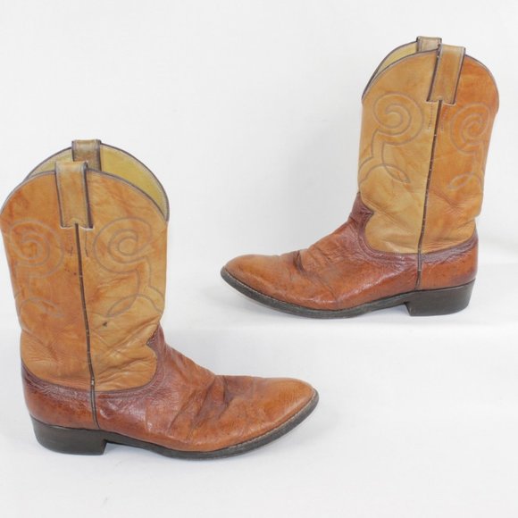 Justin #3021 Cognac Smooth Ostrich Cowboy Western Boots Men\'s Size 9 D 9D main image 10